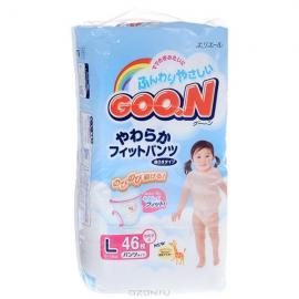 Японские трусики-подгузники Goo.N (Гун) для девочек, 9-14 кг, 46 шт